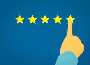 illustration of hand submitting a 5-star review